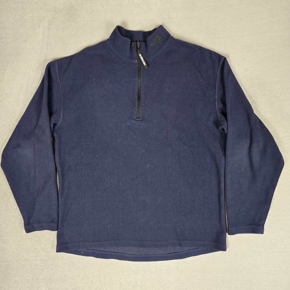 Vintage 90s North Face 1/4 Zip Mens Medium Pullover Polyester Blue USA Made